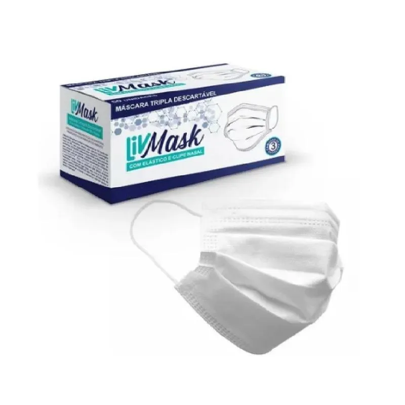Mascara Descartável Tripla Com Filtro Livmask C/25