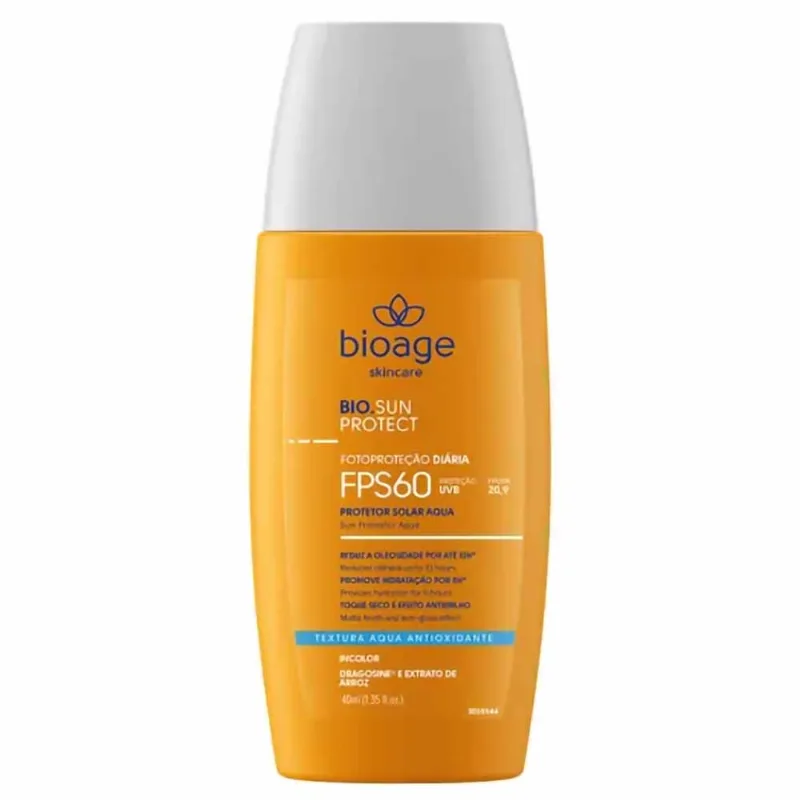 Protetor Solar Antioleosidade Ultraleve Bioage Bio.Sunprotect Aqua FPS60 40ml