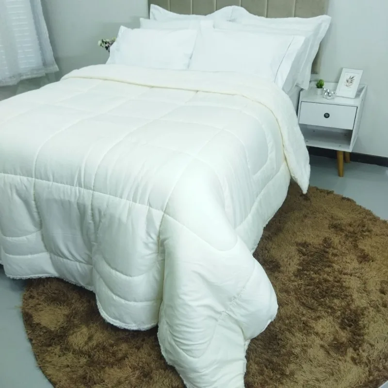 Coberdrom Sherpa Queen Tipo Lã de Carneiro Dupla Face 2 em 1 Casa Dona