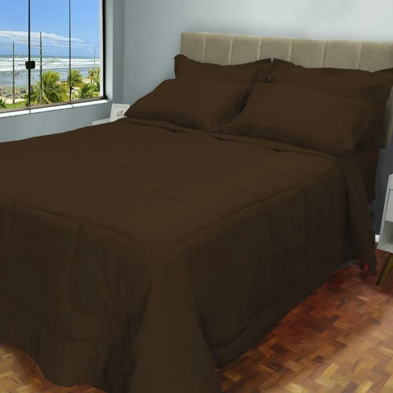 Jogo de Cama Casal Queen 4 Peças Edredom Lençol Fronhas 400 Fios