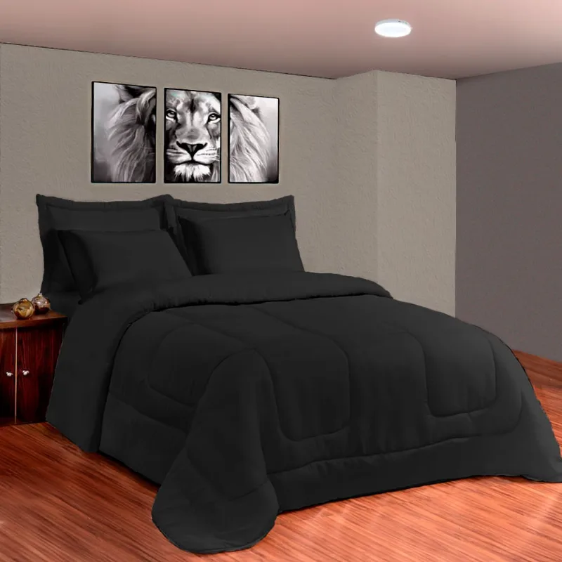 Kit Roupa de Cama Edredom Dupla Face 6 Peças Casal Queen