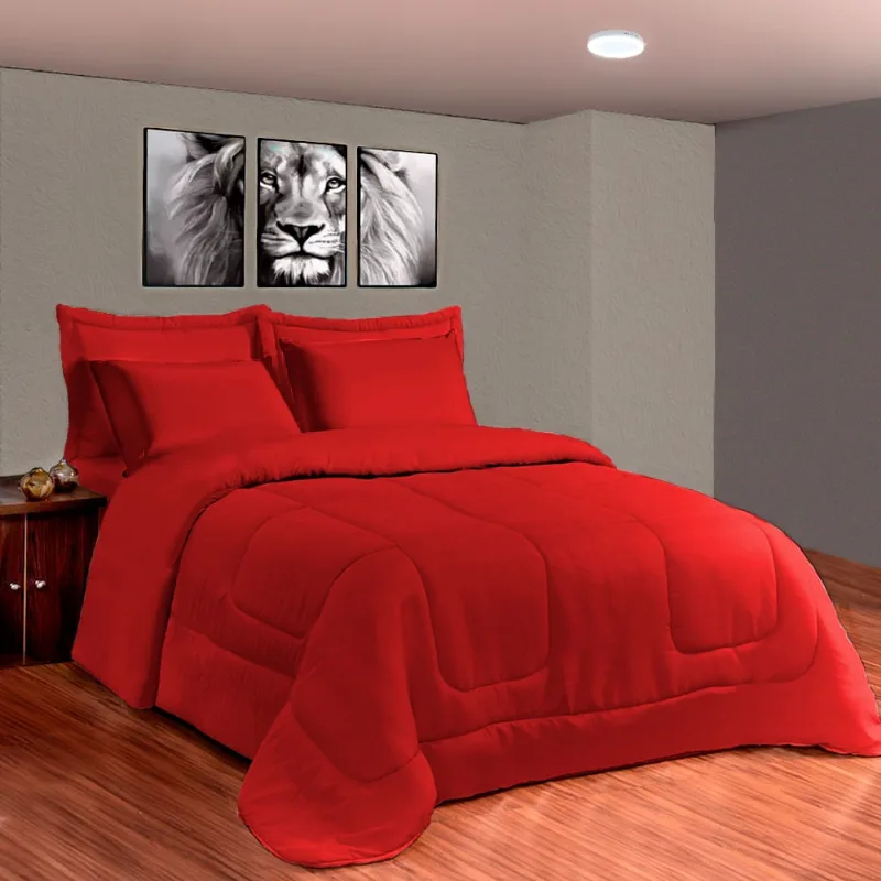 Kit Roupa de Cama Edredom Dupla Face 6 Peças Casal Queen