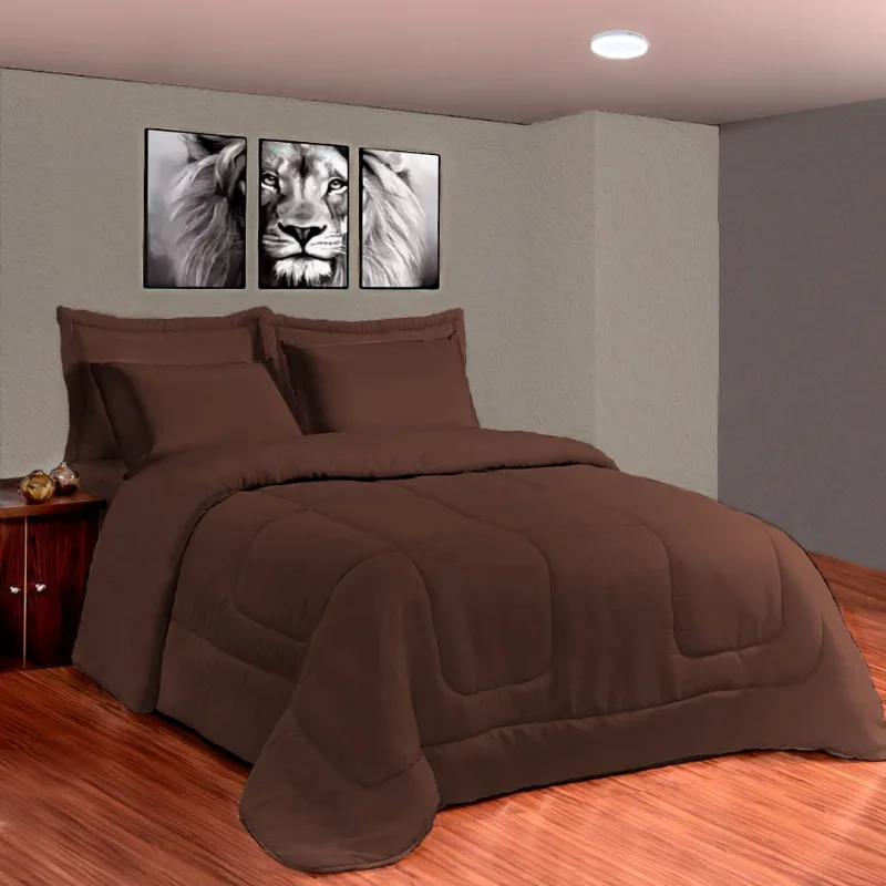 Kit Roupa de Cama Edredom Dupla Face 6 Peças Casal Queen