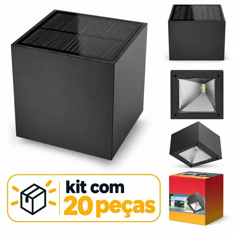 Kit 20 Luminárias Espeto Solar Ametista 3000k Led Balizador Jardim Área Externa
