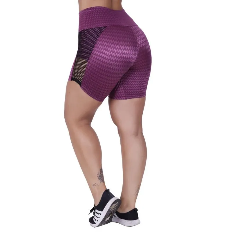 Short Meia Coxa Fitness Feminino Detalhe Tela Cirrê Textura Orbis