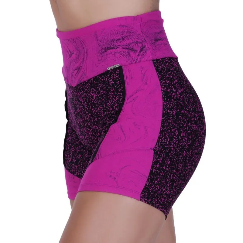 Short Fitness Feminino Recortes Degrade Poliamida Cintura Alta Orbis