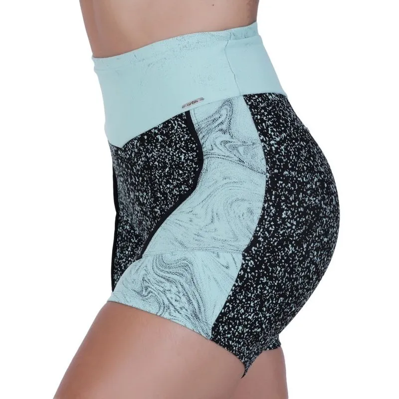 Short Fitness Feminino Recortes Degrade Poliamida Cintura Alta Orbis