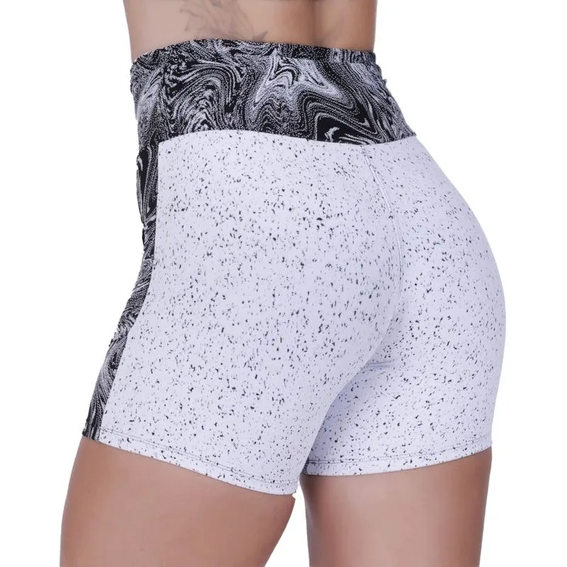 Short Fitness Feminino Recortes Degrade Poliamida Cintura Alta Orbis
