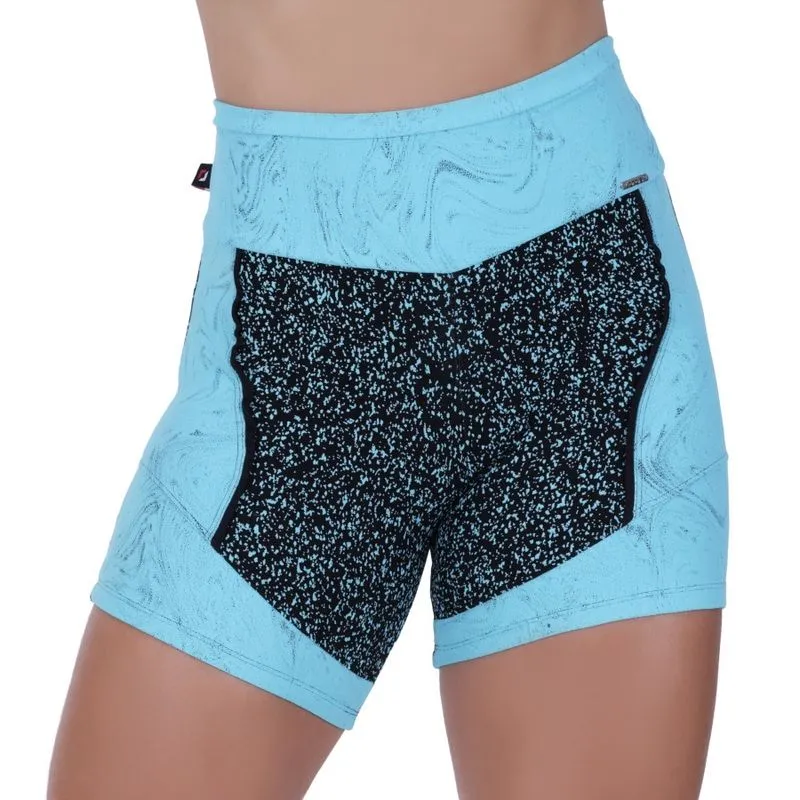 Short Fitness Feminino Recortes Degrade Poliamida Cintura Alta Orbis
