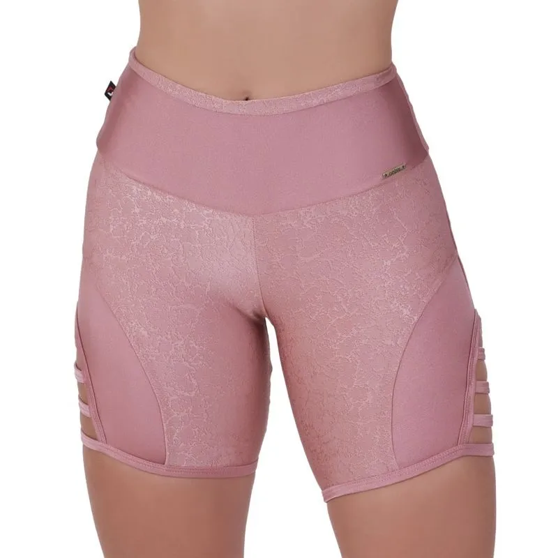 Bermuda Fitness Feminina Meia Coxa Tiras Lateral Cirrê Liso e Relevo Orbis