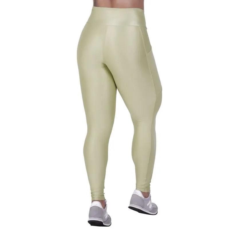 Legging Fitness Feminina Recorte Lateral Bolso Efeito Laminado Orbis