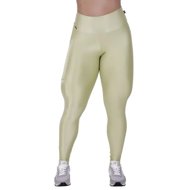 Legging Fitness Feminina Recorte Lateral Bolso Efeito Laminado Orbis