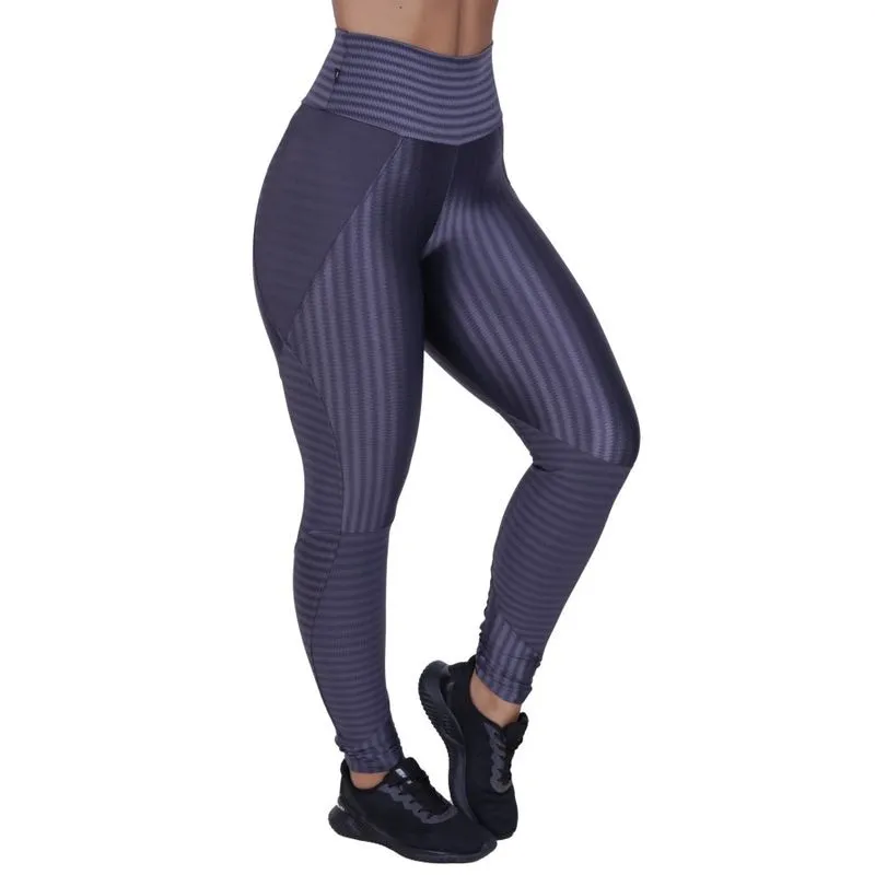 Legging fitness feminina cirrê 3D recortes cós alto poliamida orbis