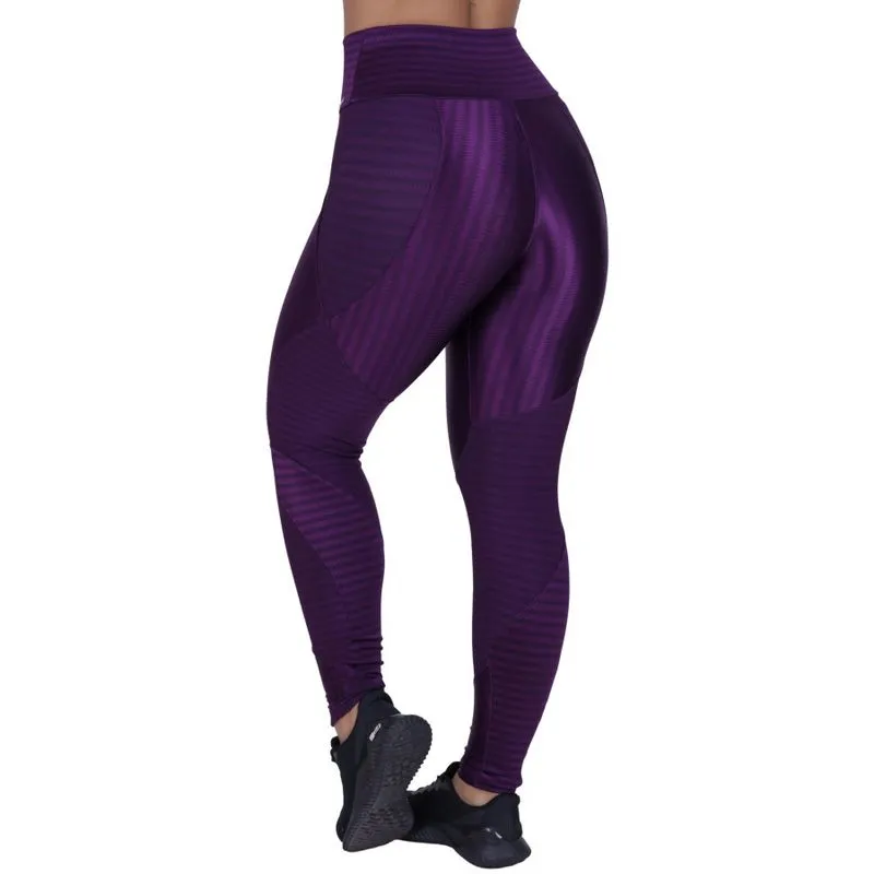 Legging fitness feminina cirrê 3D recortes cós alto poliamida orbis
