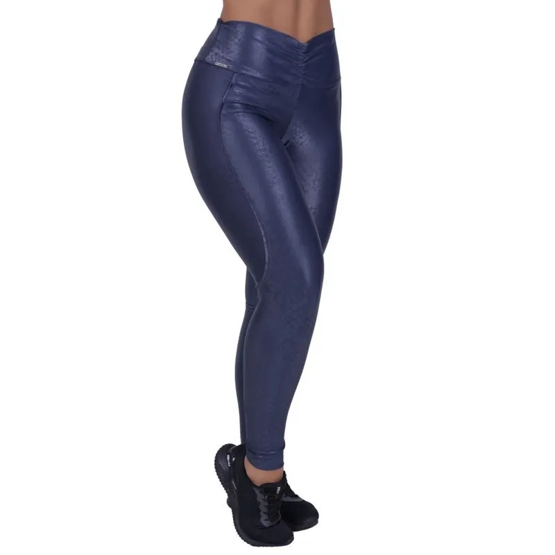 Legging empina bumbum feminina fitness cirrê liso cós alto orbis