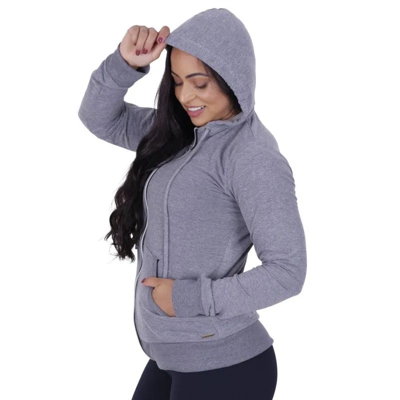 Casaquinho Esportivo Casual Algodão Unissex Capuz Bolso e Zíper Orbis