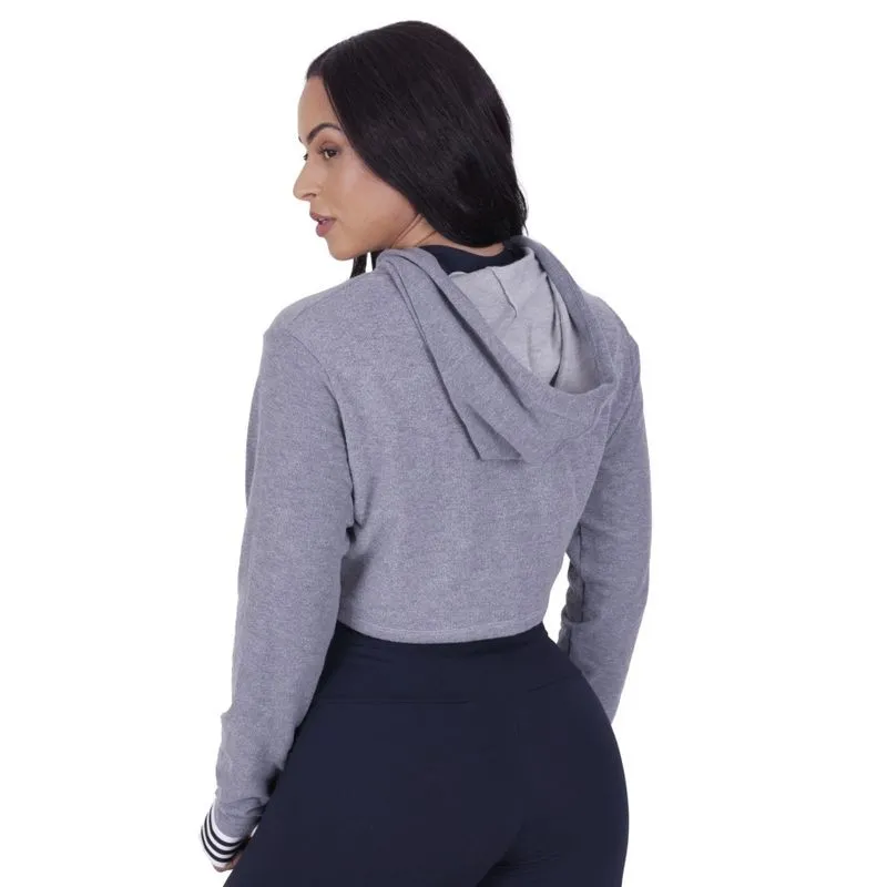 Cropped moletinho algodão feminino casual capuz orbis