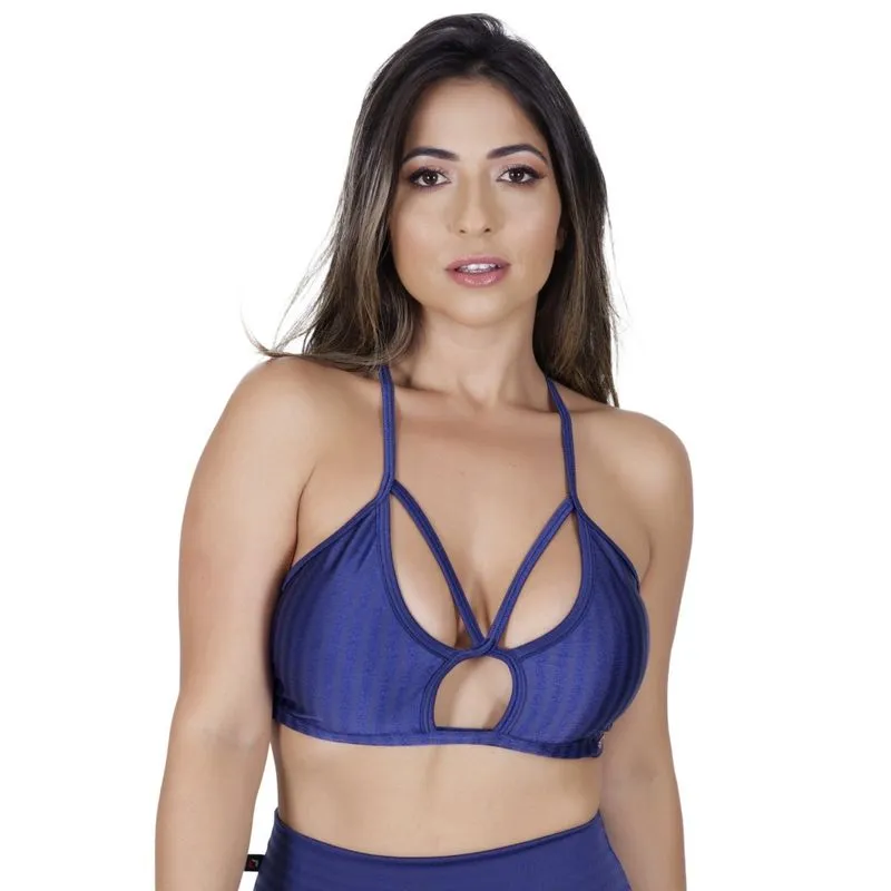 Top fitness alcinhas tiras decote bojo cirrê poliamida feminino orbis
