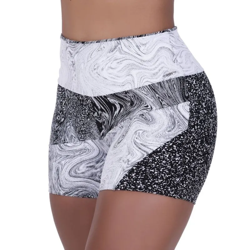 Short fitness feminino jacquar poliamida degrade cintura alta orbis