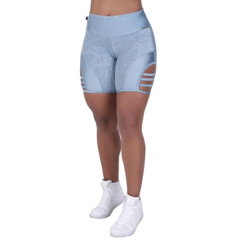 Bermuda Fitness Feminina Cirrê Liso e Relevo Detalhes Tiras Lateral Orbis