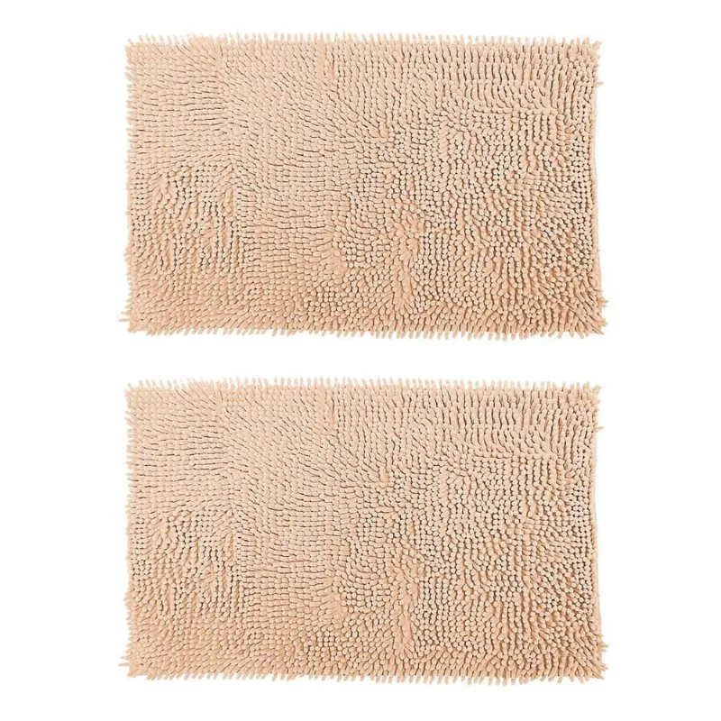 Kit 2 Tapetes Bolinhas Macio 38X58Cm Banheiro Bege