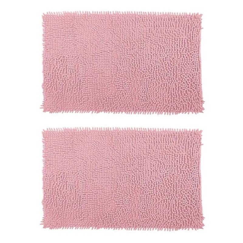 Kit 2 Tapetes Bolinhas Macio 38X58Cm Banheiro Rosa