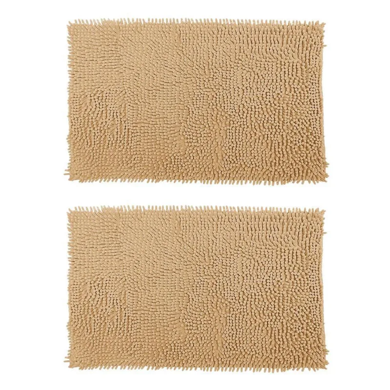 Kit 2 Tapetes Bolinhas Macio 38X58Cm Banheiro Khaki