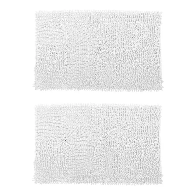 Kit 2 Tapetes Bolinhas Macio 38X58Cm Banheiro Branco