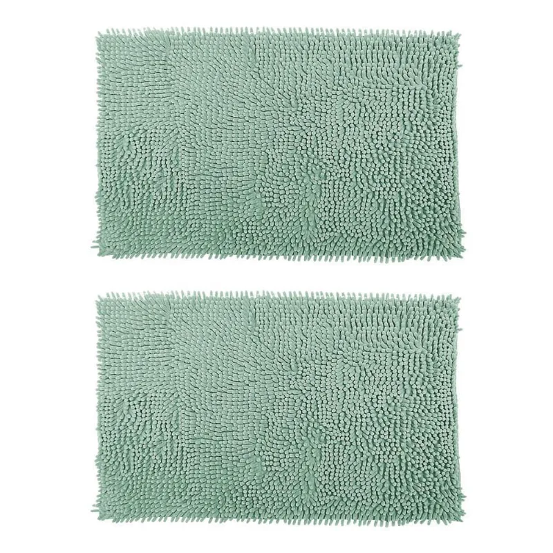 Kit 2 Tapetes Bolinhas Macio 38X58Cm Banheiro Verde Água