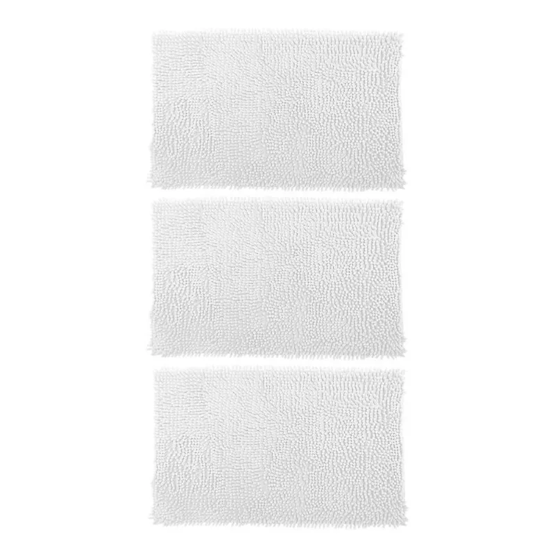 Kit 03 Tapetes De Banheiro Microfibra Bolinha 58X38Cm Branco