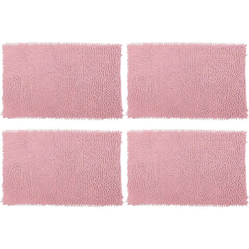 4 Tapetes Bolinha Antiderrapante Macio Para Banheiro Rosa