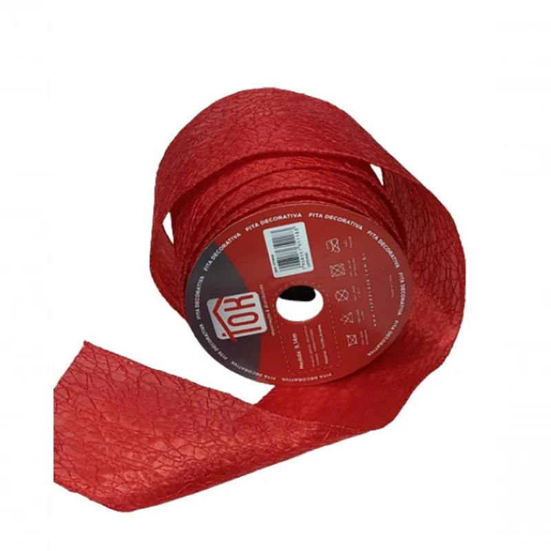 Fita Decorativa Vermelha Com Textura Ft1909
