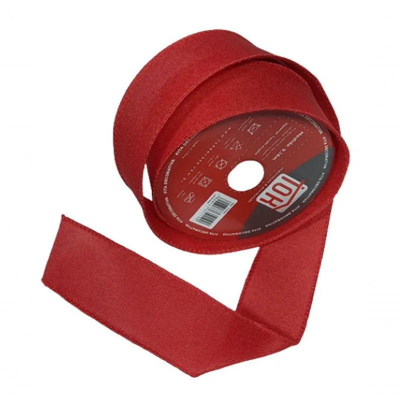 Fita Decorativa Vermelha Lisa 3,5Cm
