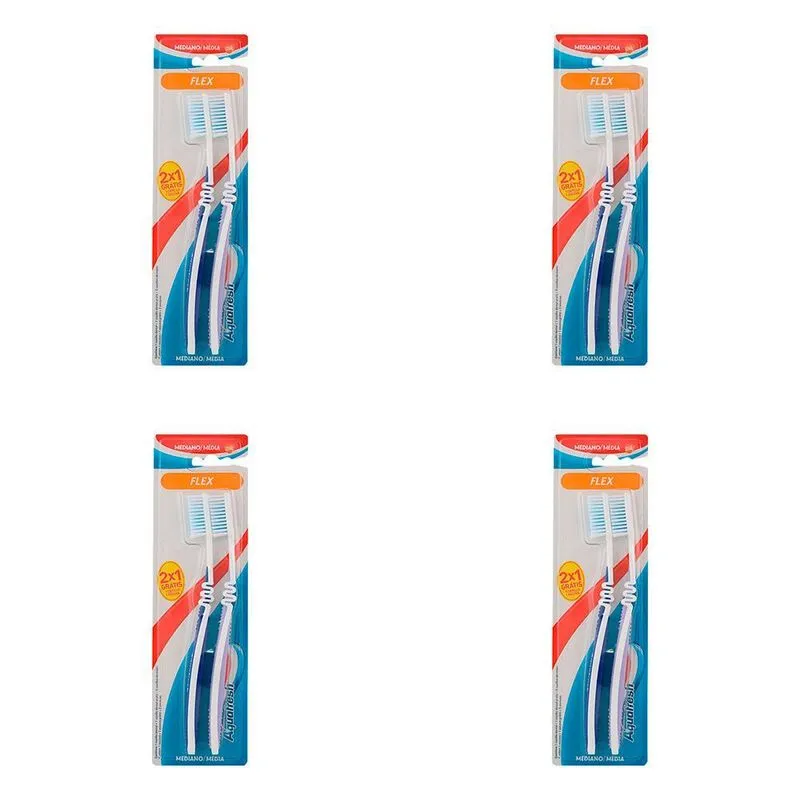 Kit Com 4 Packs Escova Dental Aquafresh Flex Leve 2 Pague 1