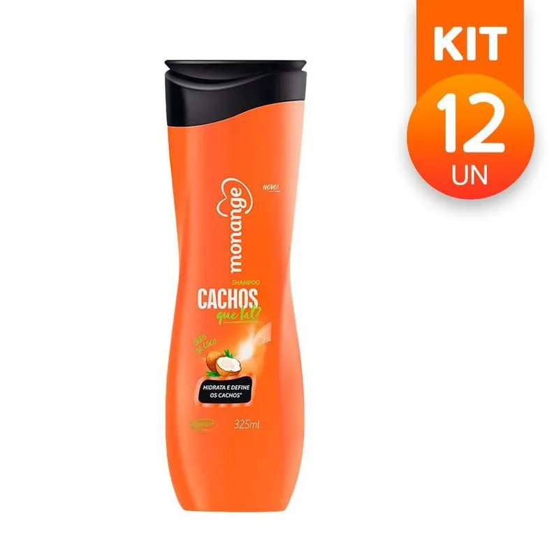 Kit Com 12 Shampoo Cachos Que Tal Monange Óleo Coco 325ml
