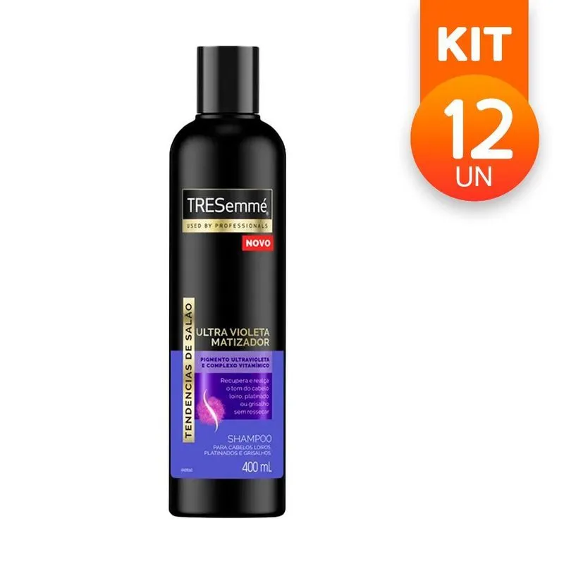 Kit Com 12 Shampoo Tresemmé Ultra Violeta Matizador 400ml