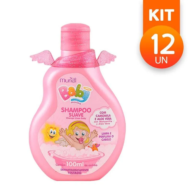 Kit Com 12 Shampoo Muriel Baby Rosa Camomila Aloe Vera 100ml