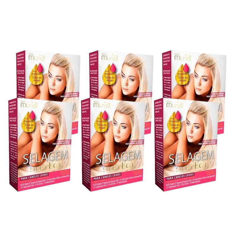 Kit Com 6 Kit Selagem Muriel Studiohair Para Cabelos Loiros