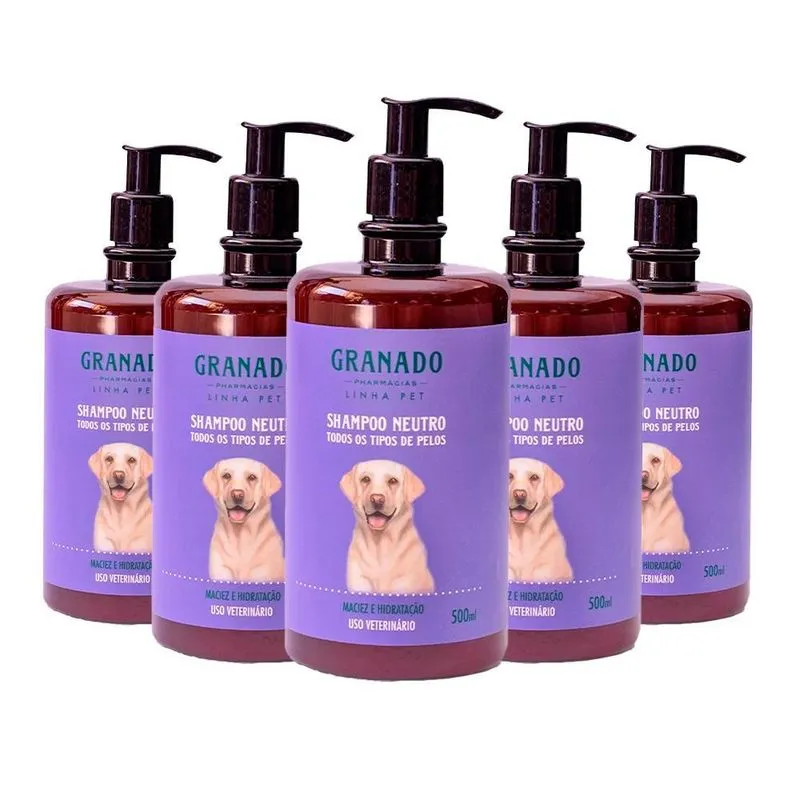 Kit Com 5 Shampoo Pet Granado Neutro 500ml