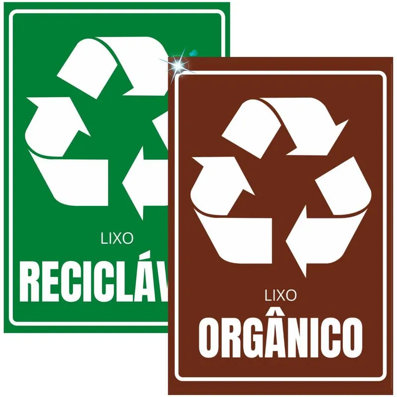 2 Adesivos Coleta Seletiva Reciclável+ Orgânico 19x13cm