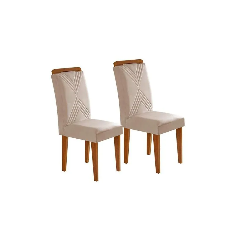 Cadeira Sala de Jantar Amsterdã Kit 2 Un Madeira Capuccino/Suede Creme - Rufato
