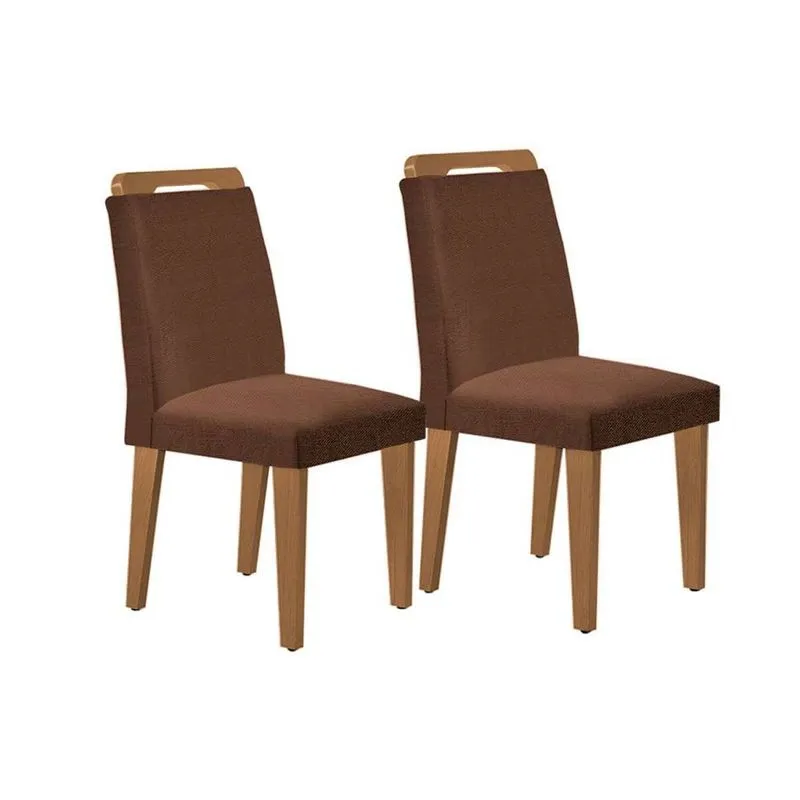 Cadeira Sala de Jantar Athenas Kit 2 Un Madeira Capuccino/Suede Marrom - Rufato