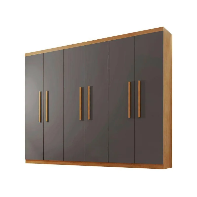 Guarda Roupa Casal Hera 6 Portas Rufato Imbuia Com Grafite
