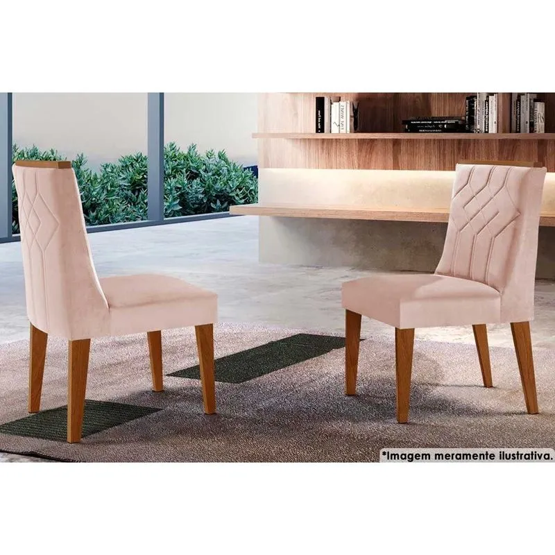 Cadeira Sala de Jantar Nevada Kit 2 Un Imbuia-Capuccino/Suede Creme - Rufato
