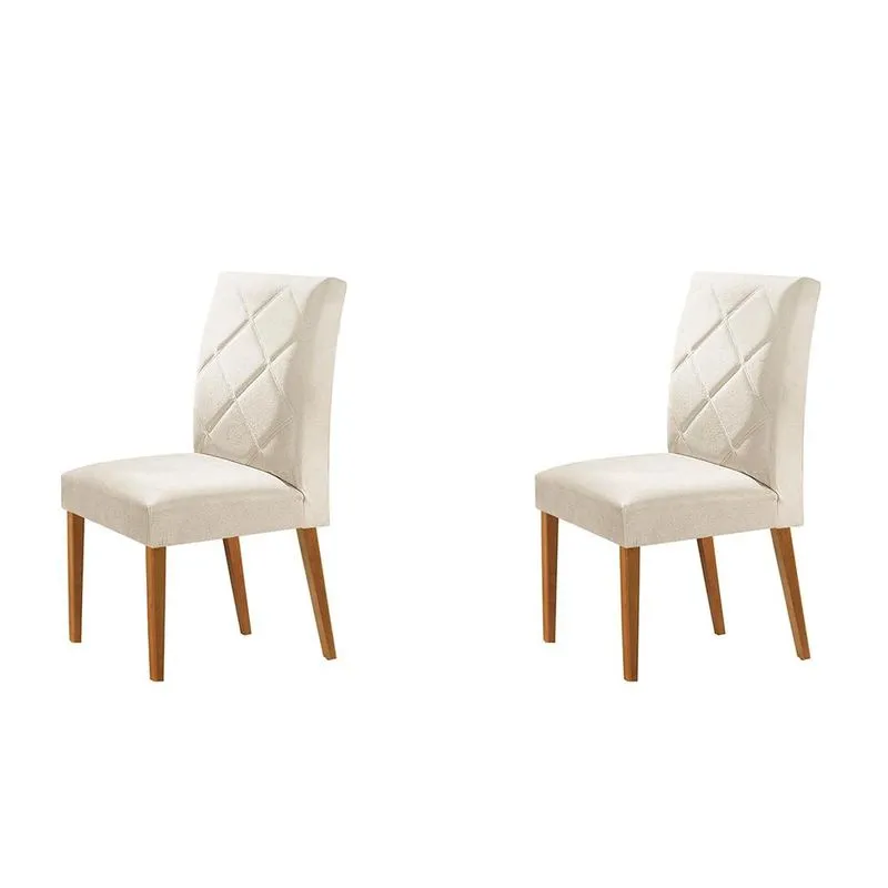 Conjunto 2 Cadeiras de Jantar Aurora Madeira Maciça Veludo Bege