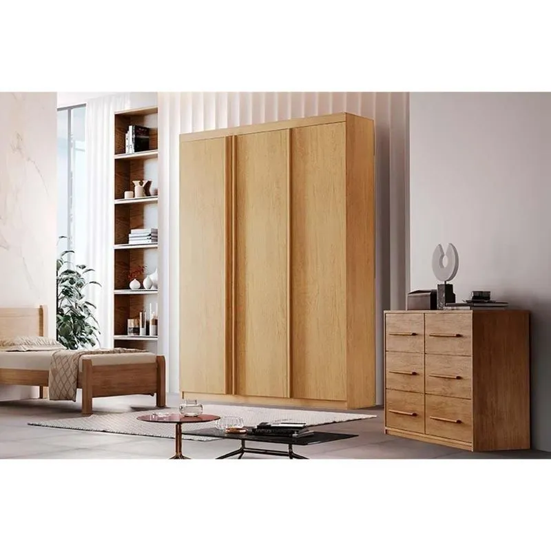 Guarda Roupa 3 Portas Chicago E 2 Gavetas Naturale - Rufato
