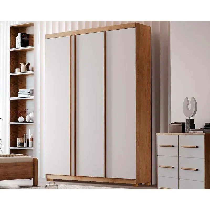 Guarda Roupa 3 Portas Chicago E 2 Gavetas c- Pés Naturale-off White - Rufato