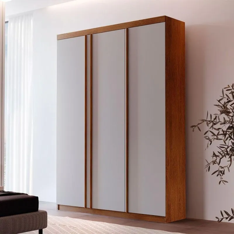Guarda Roupa 3 Portas E 2 Gavetas Moderna Imbuia/off White