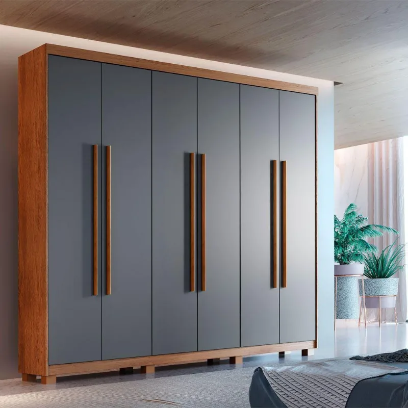 Guarda Roupa Casal Heros 6 Portas Com Pés Moderna Imbuia Com Grafite