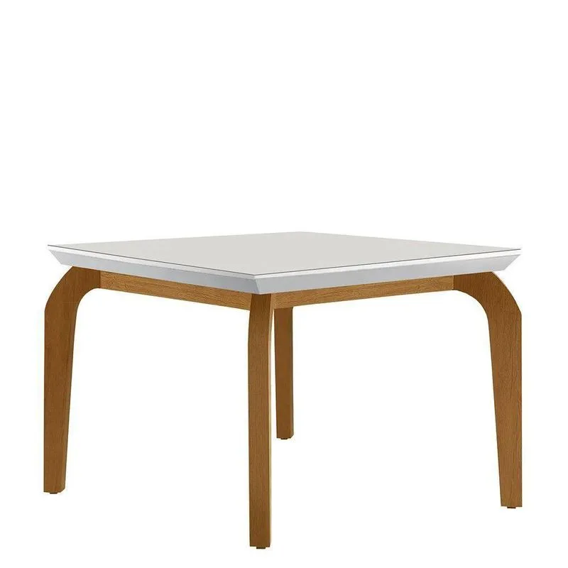 Mesa Para Sala De Jantar Liz 120cm Em Mdf E Vidro Off White/ Imbuia/ Serig. Off